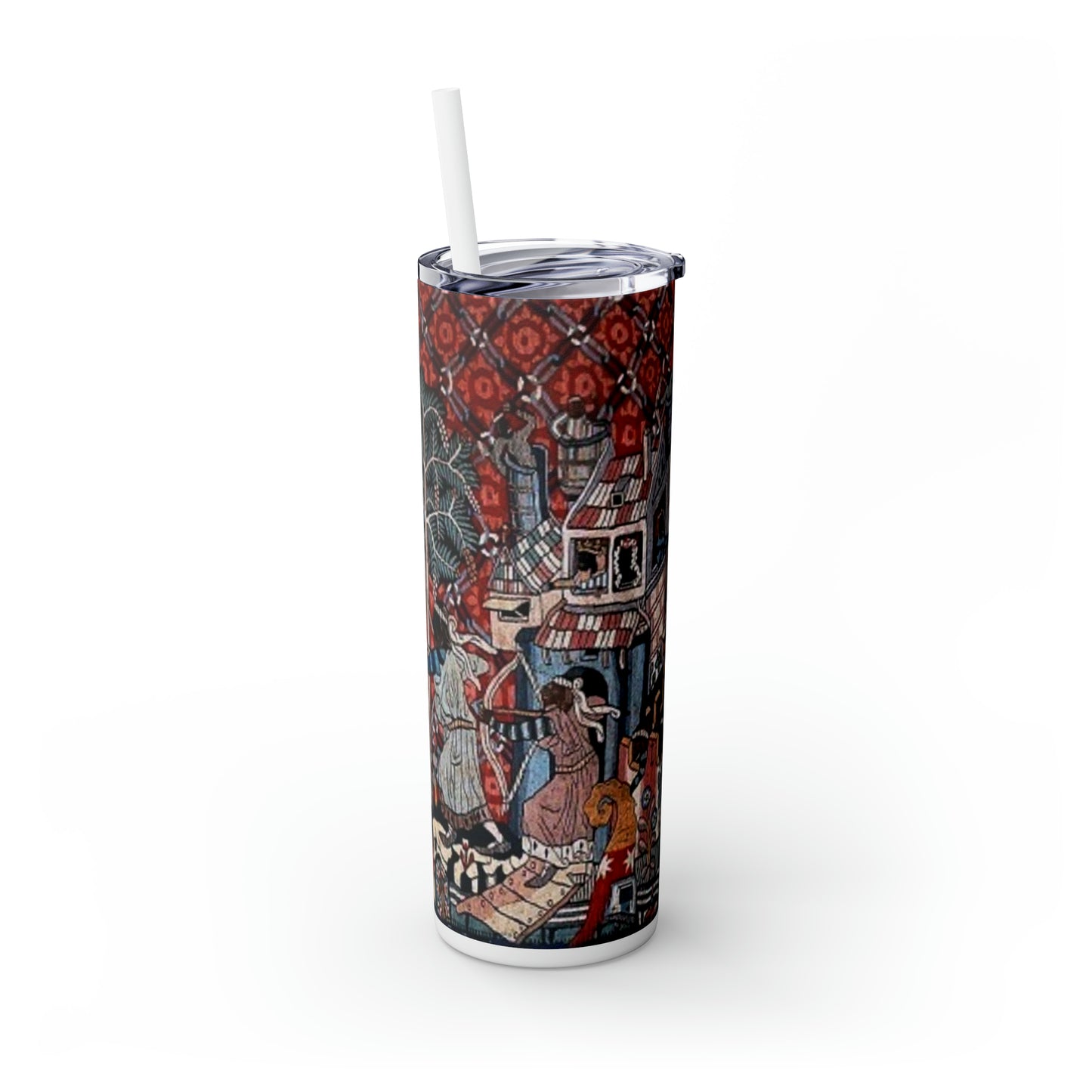 Wild Men Attack The Stronghold of The Moorish Castle-Skinny Tumbler with Straw, 20oz