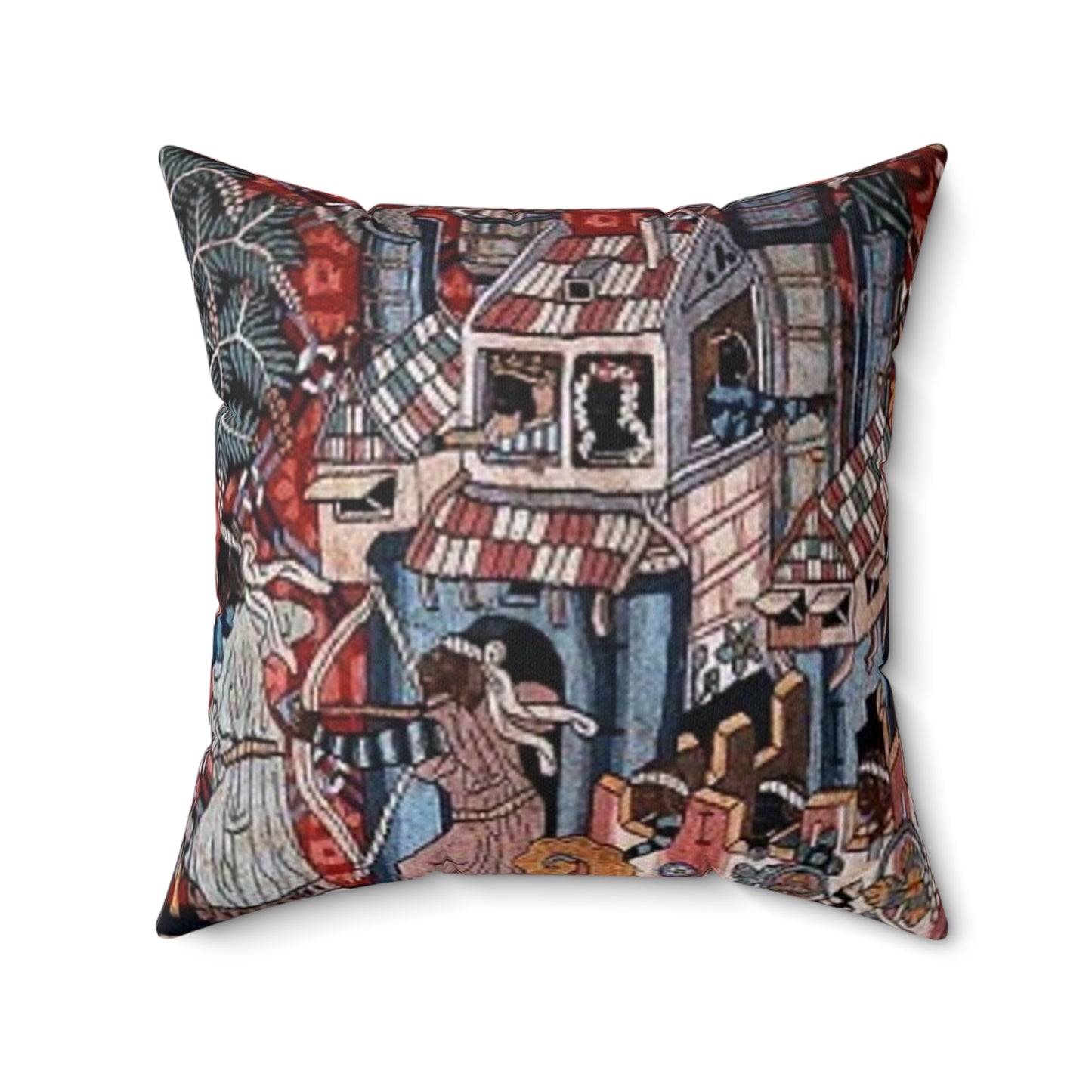 Wild Men Attack The Stronghold of The Moorish Castle- Square Pillow