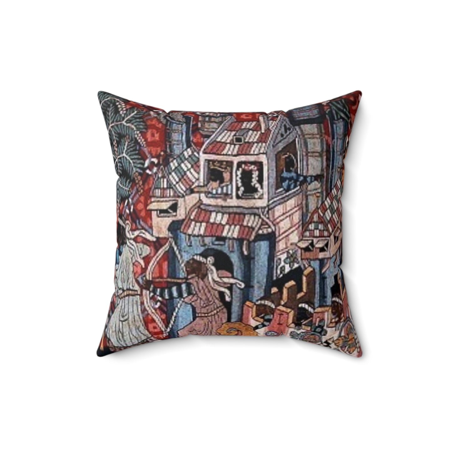 Wild Men Attack The Stronghold of The Moorish Castle- Square Pillow
