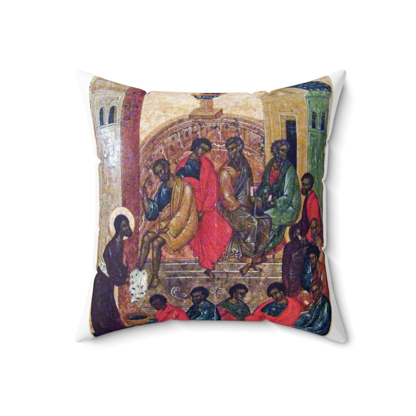 Jesus Washes Feet Of Disciples-Square Pillow